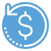 Dollar symbol in a circule cycle icon in brand gray blue.