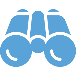 Binocular icon in branded gray blue