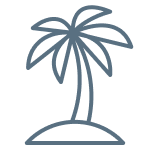 icon depicting a palm tree on a small island to signify extended periods from work.